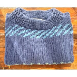 VTG 80s 90s Sweater Venture Wool m Ecuador Hand Knit Men's L Fair Isle Geometric